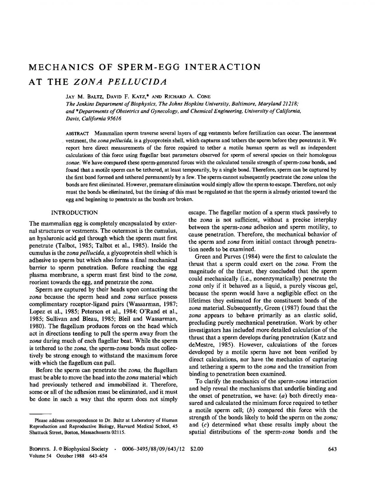 PDF-MECHANICSOFSPERMEGGINTERACTIONATTHEZONAPELLUCIDAJAYMBALTZDAVIDFKAT