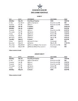 GAME SCHEDULE