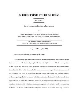 IN THE SUPREME COURT OF TEXASNSURANCE OMPANY