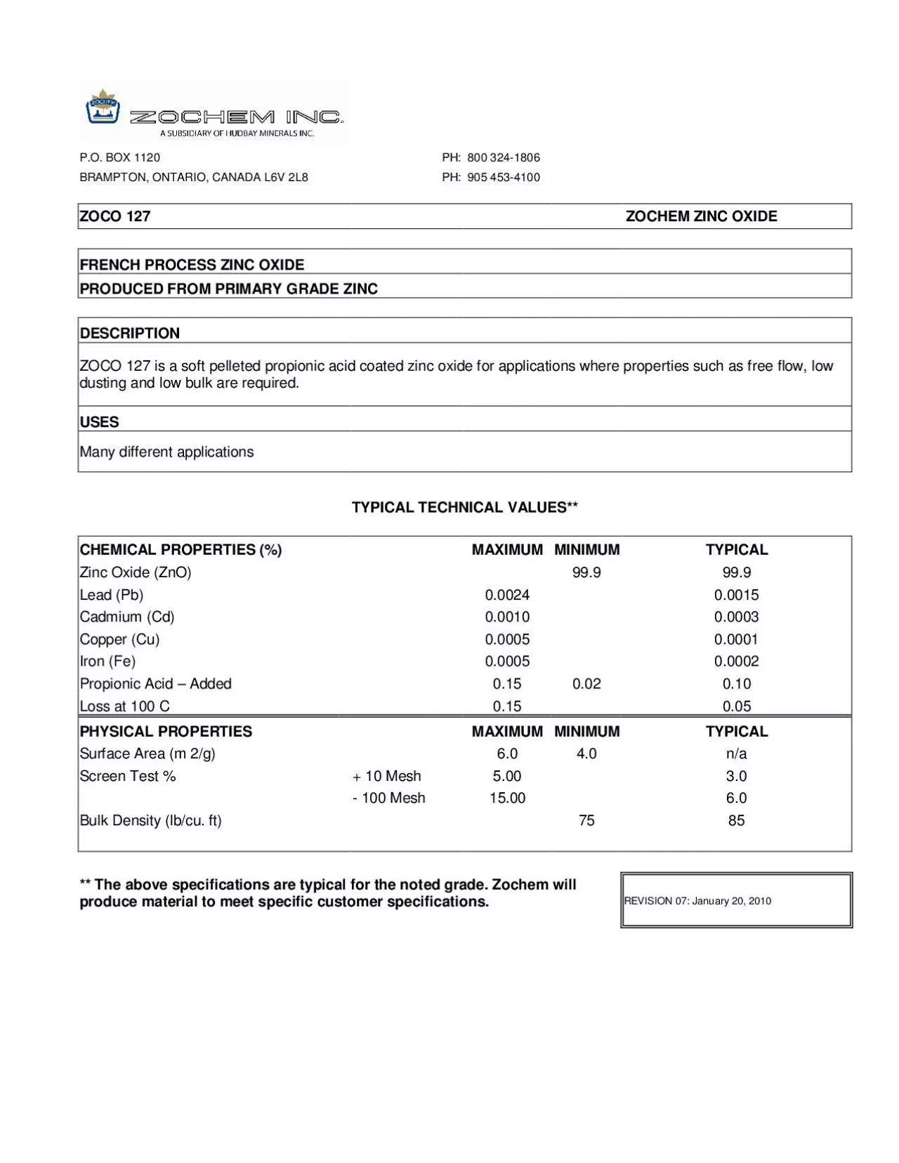 PDF-BRAMPTON ONTARIO CANADA L6V 2L8 PH 905 4534100 ZOCO 127