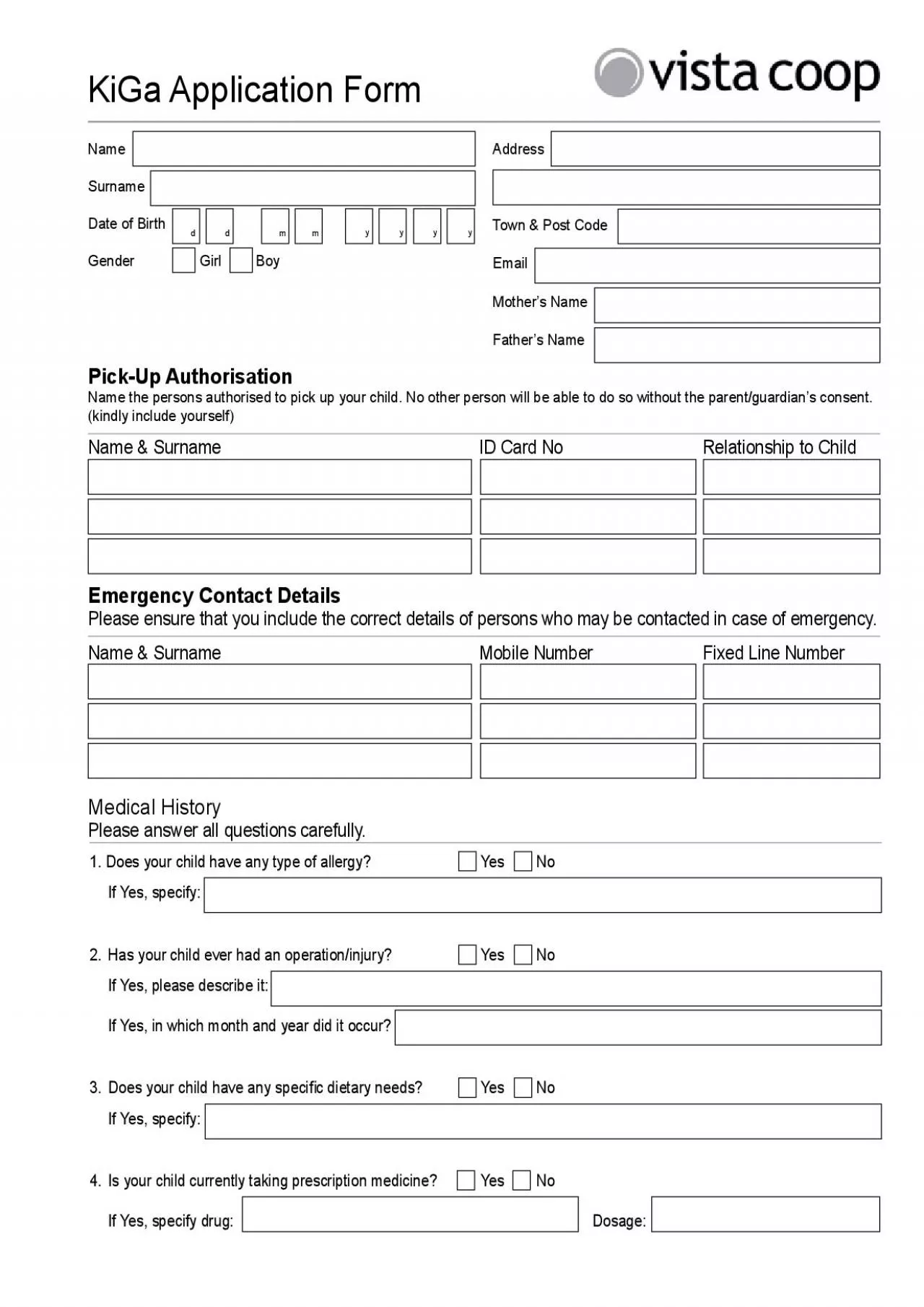 PDF-KiGa Application Form Town Post CodeMother146s NameFather