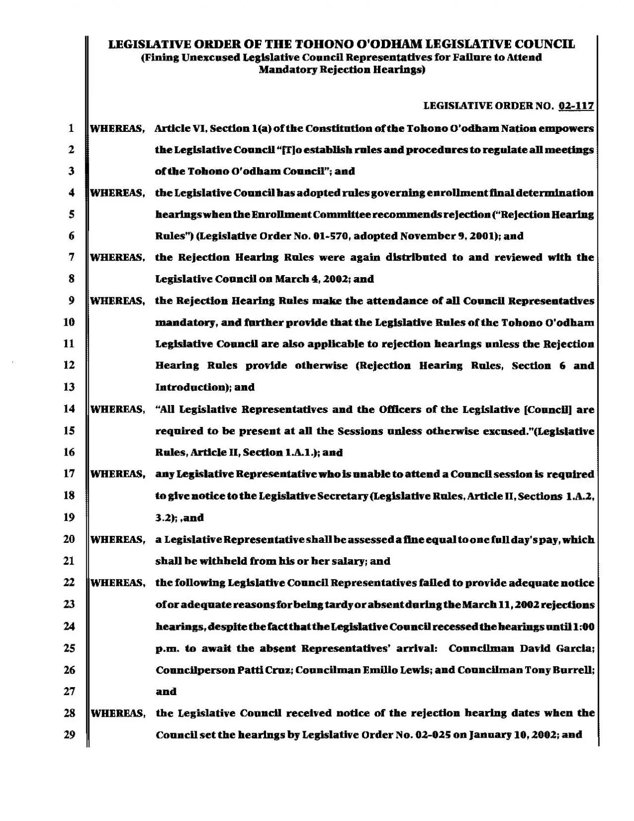 PDF-LEGISLATIVE ORDER OF THE TOHONO OODHAM LEGISLATIVE COUNCIL Fining Un