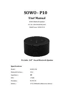 SOWO  P10 User Manual SOWO Bluetooth speaker FCC ID 2APCPP10PWL1903