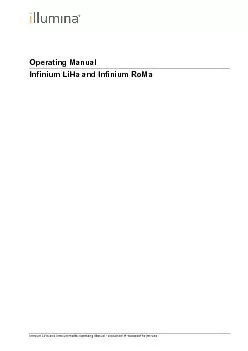 Infinium LiHa and Infinium RoMa Operating Manual  Document  10000001