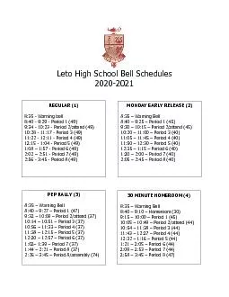 Leto High School Bell Schedules