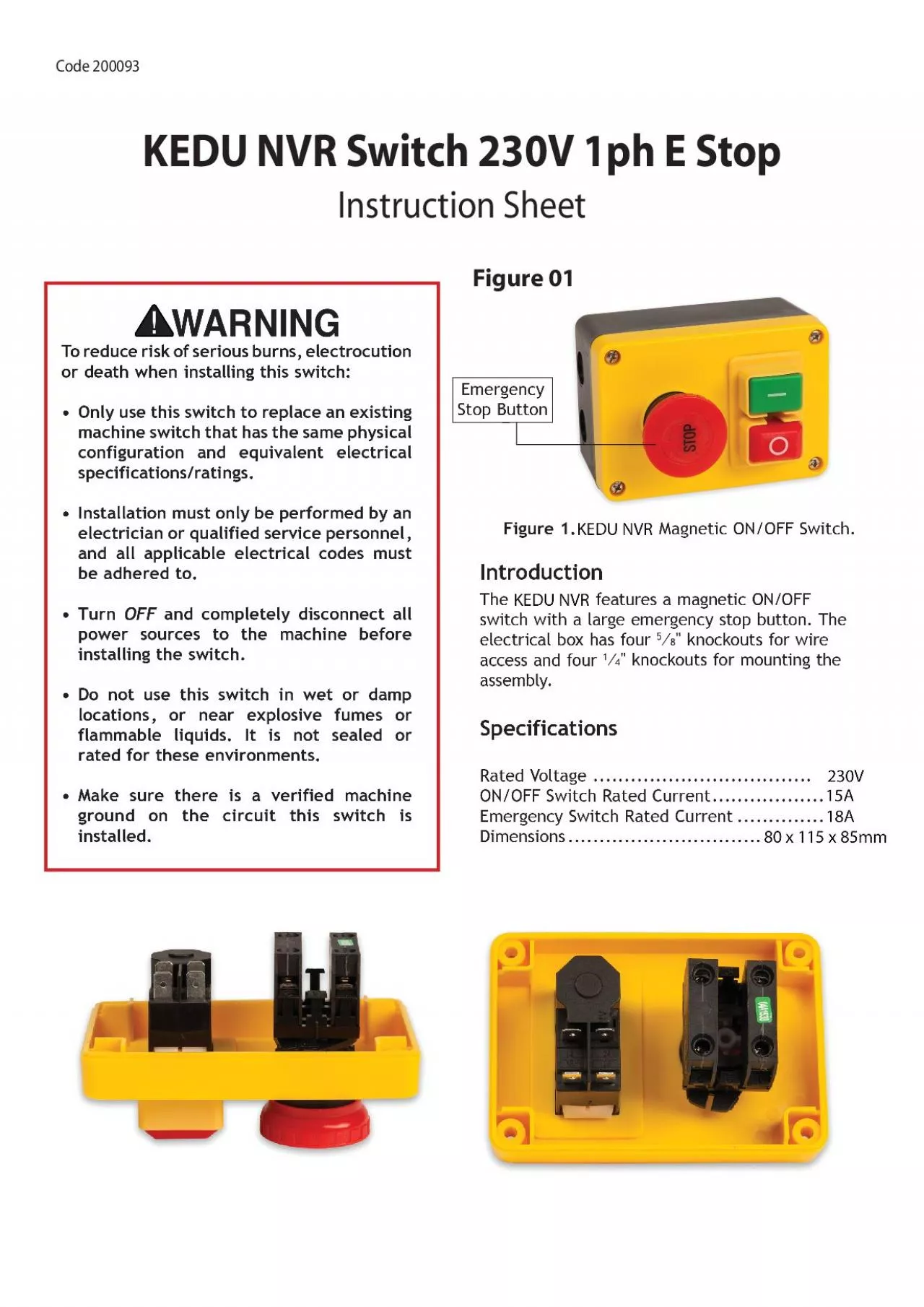 PDF-Figure 02KEDU NVR Magnetic OnOff SwitchWiring DiagramAxminster Tools