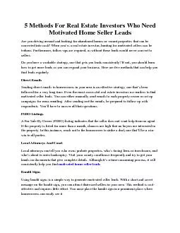 5 Methods For Real Estate Investors Who Need Motivated Home Seller Leads