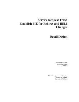 Service Request 17659Establish PIE for Rehires and BELIChangesDetail D