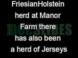 Alongside the FriesianHolstein herd at Manor Farm there has also been a herd of Jerseys