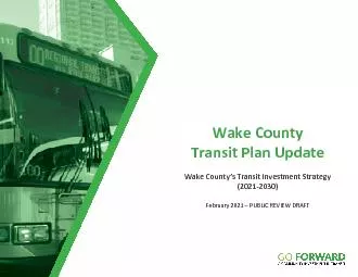 Wake County Transit Plan Update Transit Investment Strategy