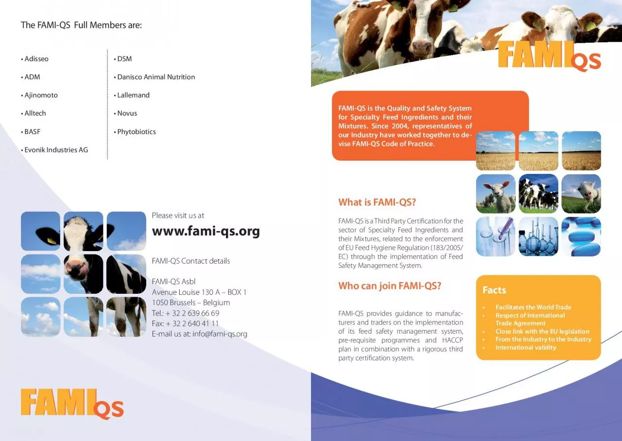 PDF-FAMIQS is the Quality and Safety System for Specialty Feed Ingredient