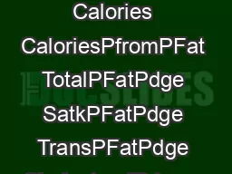 NUTRITIONAL INFORMATION ServingPSizePPPPPPPPPPPPPPPPPPPPPPPPPPPP Calories CaloriesPfromPFat
