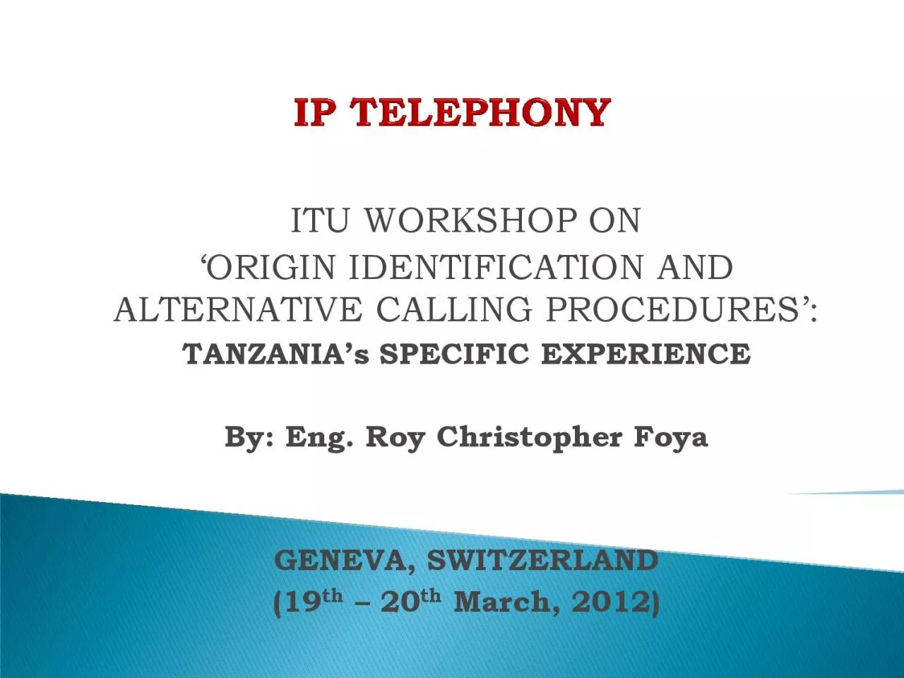 PDF-ITU WORKSHOP ON