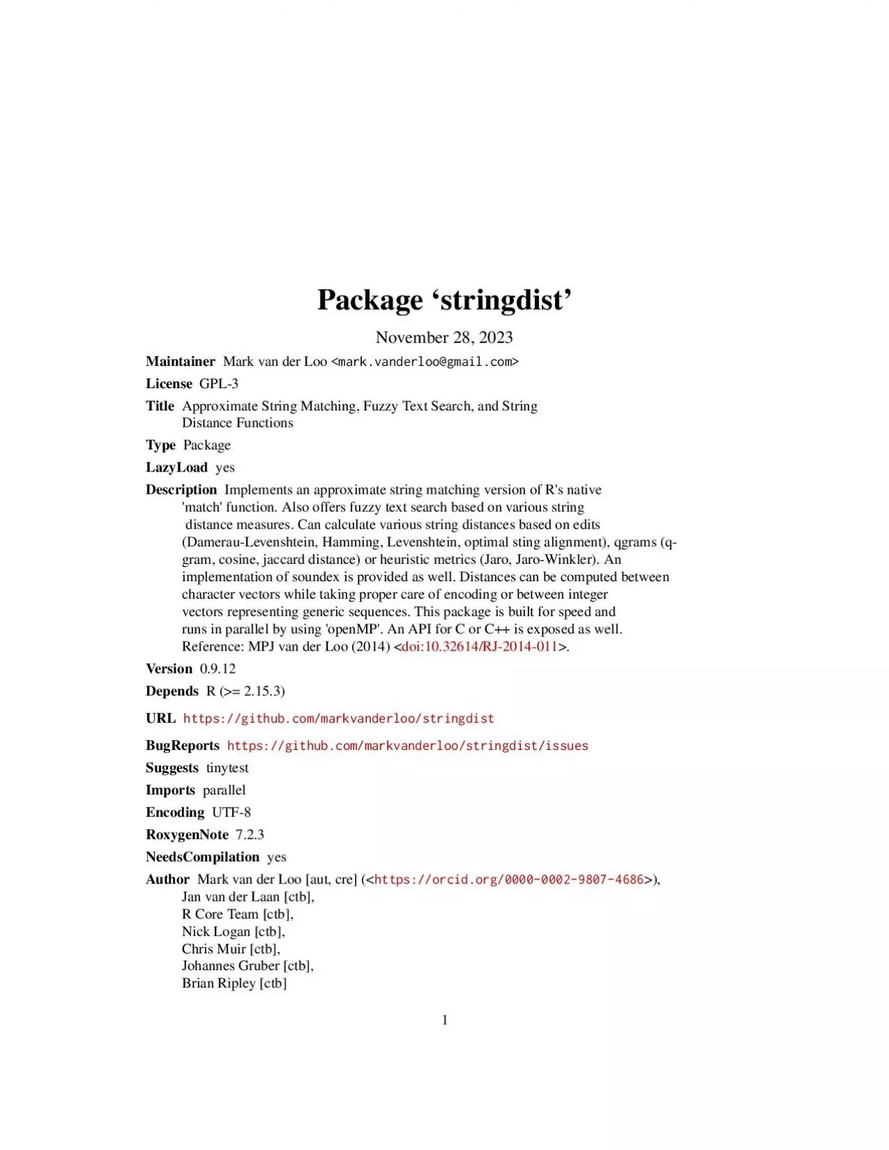 PDF-PackagestringdistOctober92020MaintainerMarkvanderLooxmarkxvan