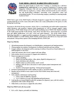 PADI MEDIA GROUP MARKETING SPECIALIST