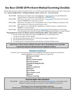 Event Medical Screening Checklist