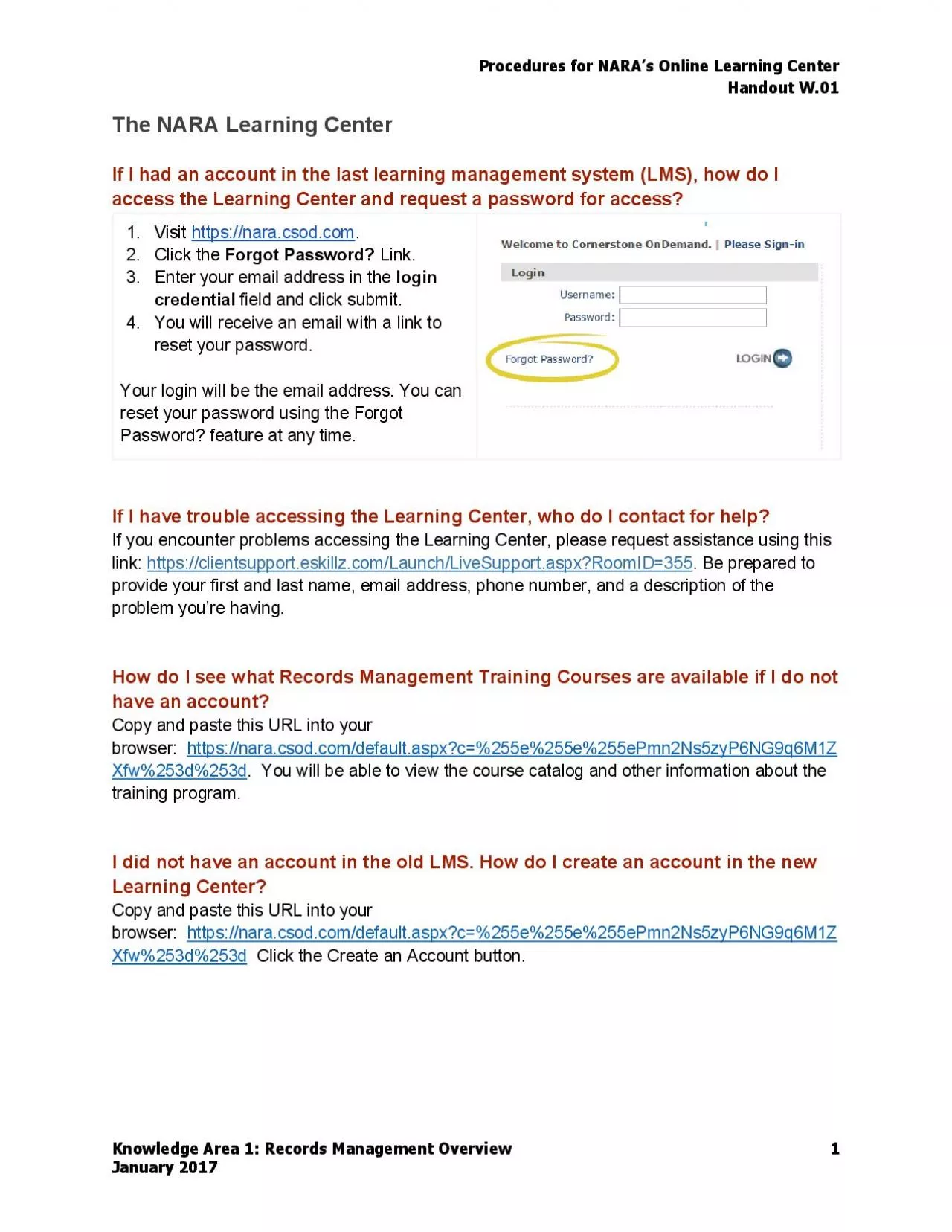 PDF-Procedures for NARAs Online Learning Center Handout W01 The NARA L