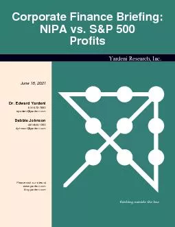 Corporate Finance BriefingNIPA vs SP 500Profits