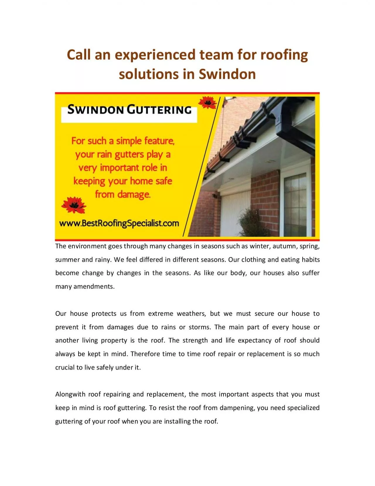 PDF-Call an experienced team for roofing solutions in Swindon