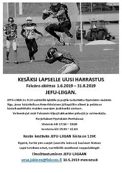 KESKSI LAPSELLE UUSI HARRASTUSFalcons aloittaa 16201JEFULIIGANJEF