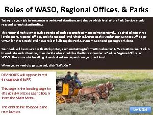 Roles of WASO Regional Offices  Parks