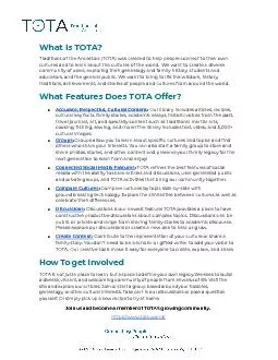 What   Is   TOTA Traditions   of   the   Ancestors   TOTA   was