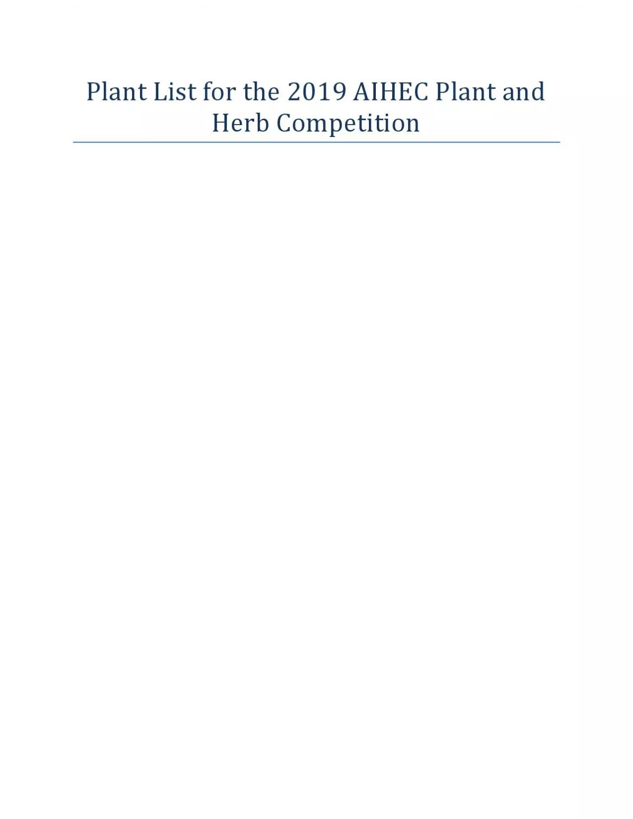 PDF-Plant List for the 019 AIHEC Plant and