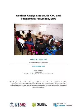 Conflict Analysis in South Kivu and