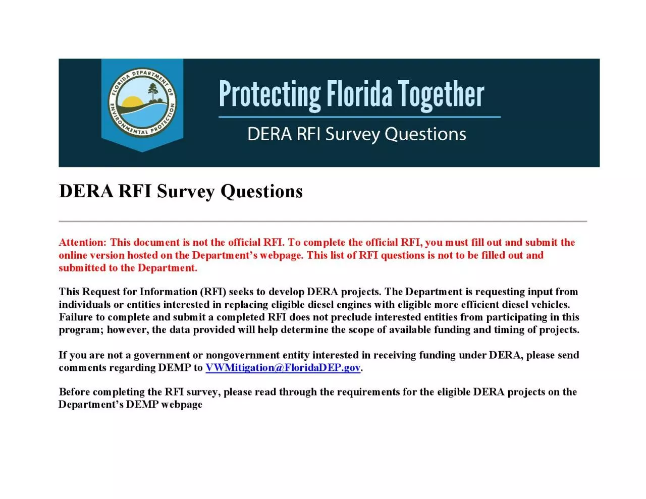 PDF-DERA RFI Survey Questions