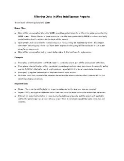 Filtering Data in Web Intelligence Reports