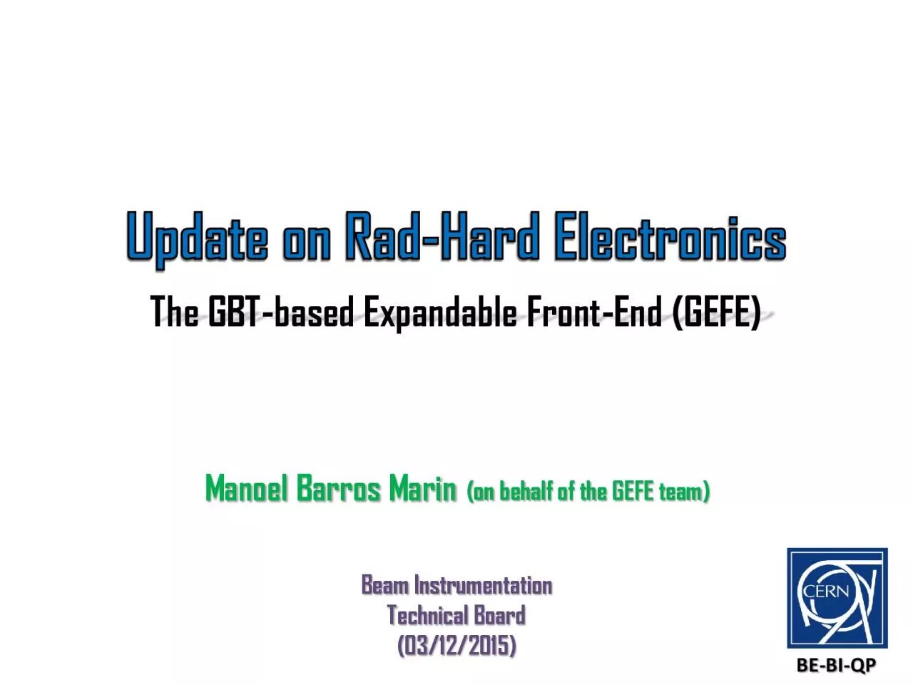 PDF-Beam Instrumentation