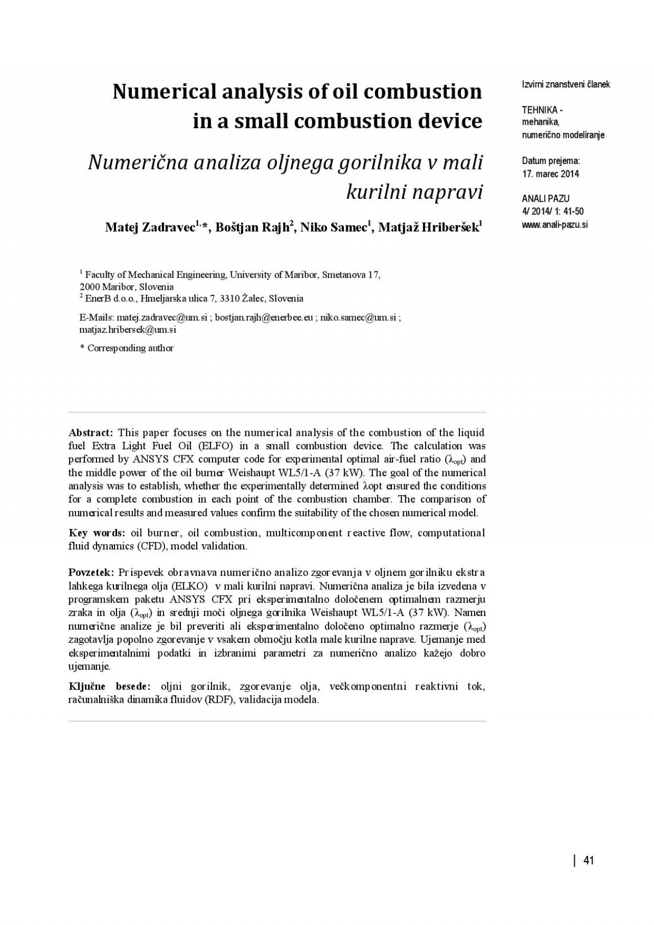 PDF-umericl nlysis of oil combustion