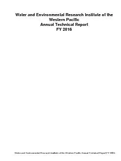 Western PacificAnnual Technical ReportFY 2016Water and Environmental R
