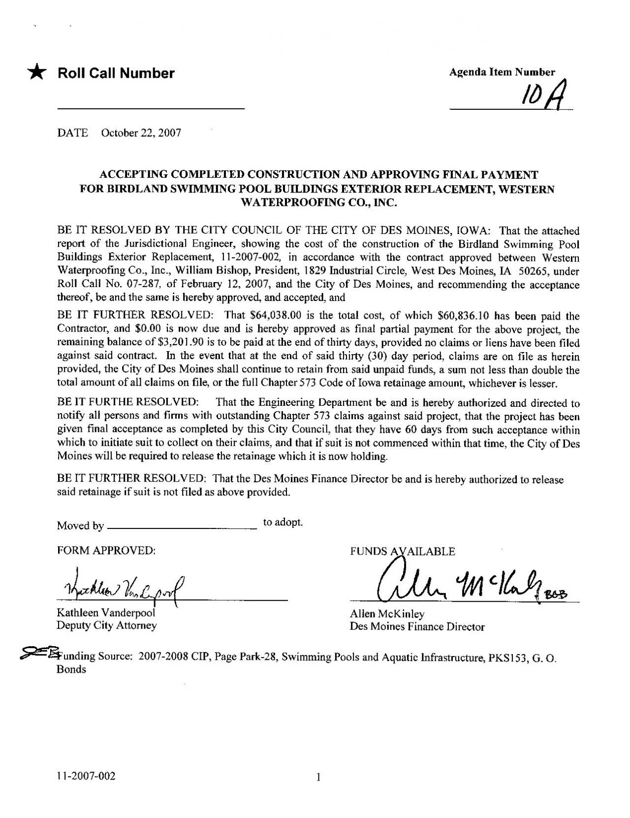 PDF-Roll Call NumberAgenda Item NumberIJADATE October 22 2007ACCEPTING