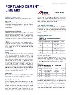 PRODUCT DATA SHEET Portland CementLime Mix for masonry mortars CEMEX