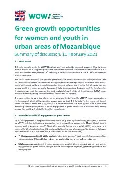 Green growth opportunities for women and youth in urban areas of Mozam