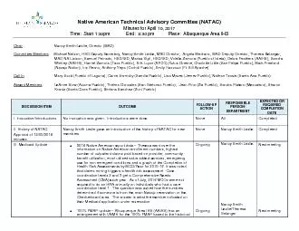 Native American Technical Advisory Committee NATAC  Minutes for Apri