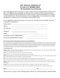 20 Wisconsin Association of Fairs WAFE MEMBER FORM