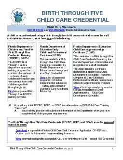 Birth Through Five Child Care Credential