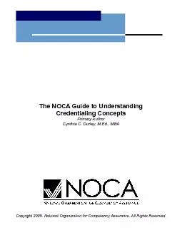 The NOCA Guide to Understanding  Credentialing Concepts Primary Author