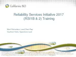 Reliability Services Initiative 2017