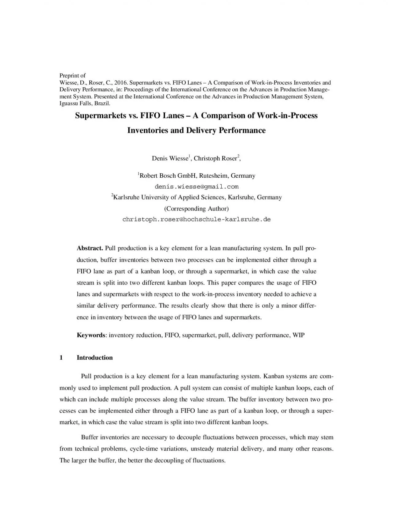 PDF-Preprint of Wiesse D Roser C 2016 Supermarkets vs FIFO Lanes