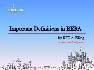 Important Definitions in RERA