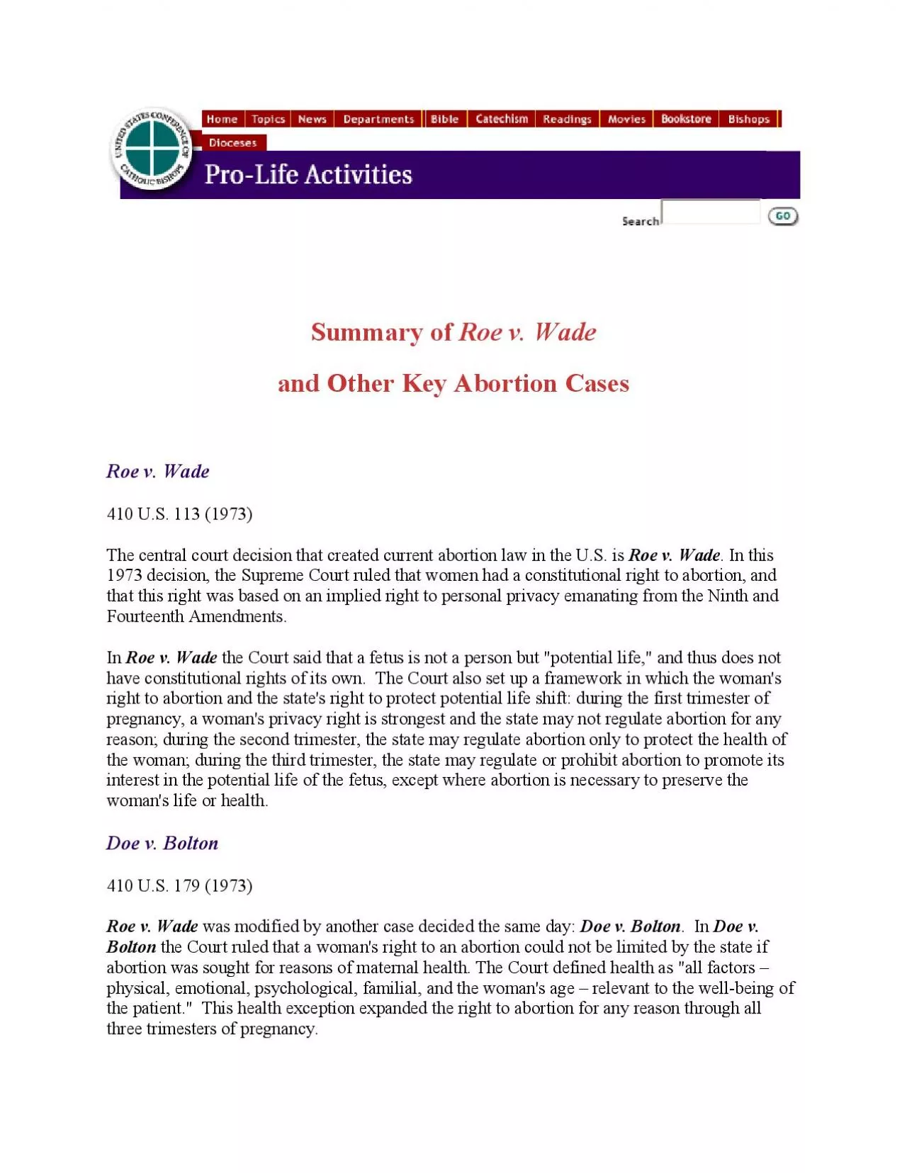 PDF-The central court decision that created current abortion law in the U