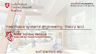 SURF Stanford Medicineystems tilization esearch or Stanford Medicine