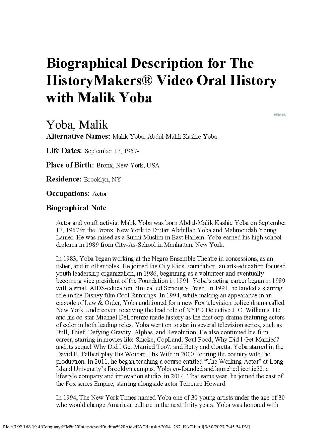 PDF-president of the Foundation in 1991 Yobas actingcareer began in 1989