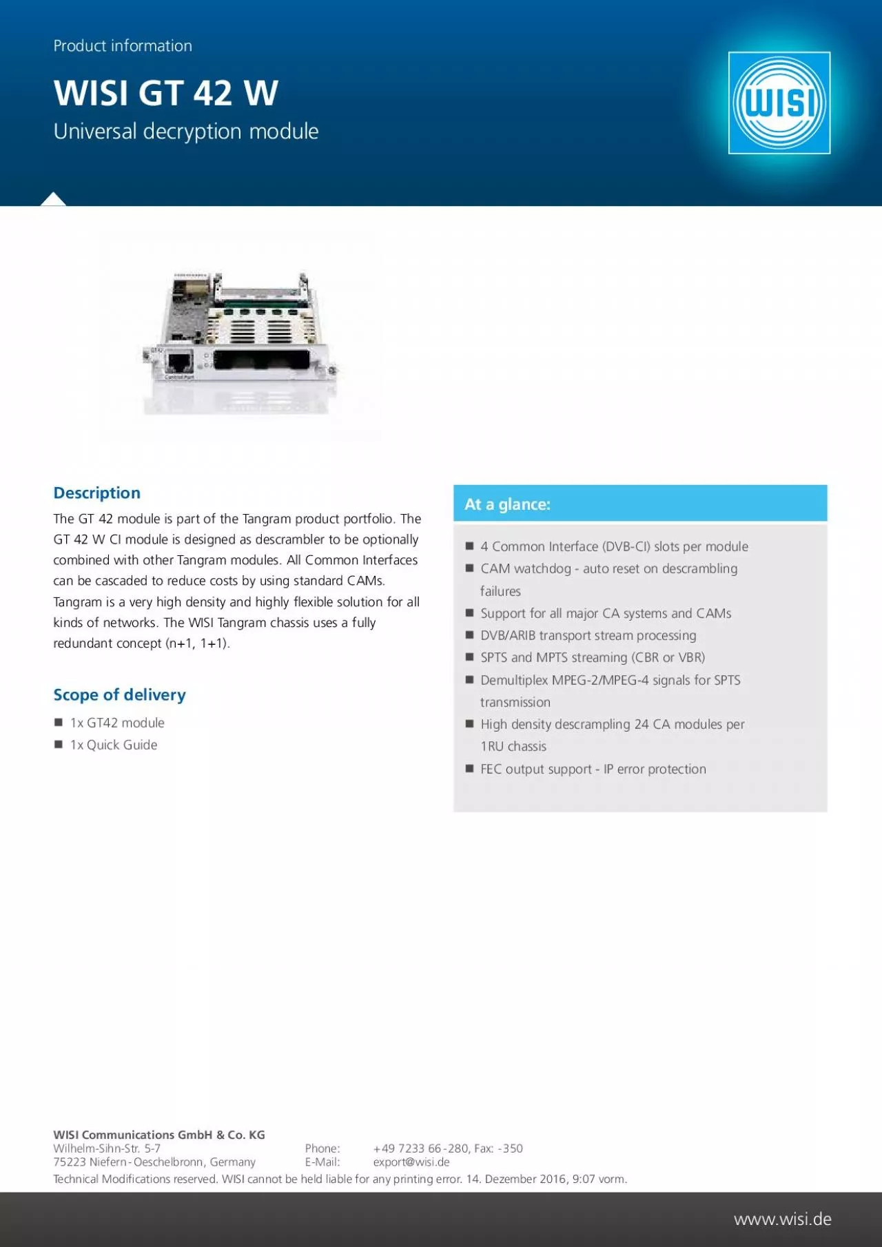 PDF-Technical Modi31cations reserved WISI cannot be held liable for an