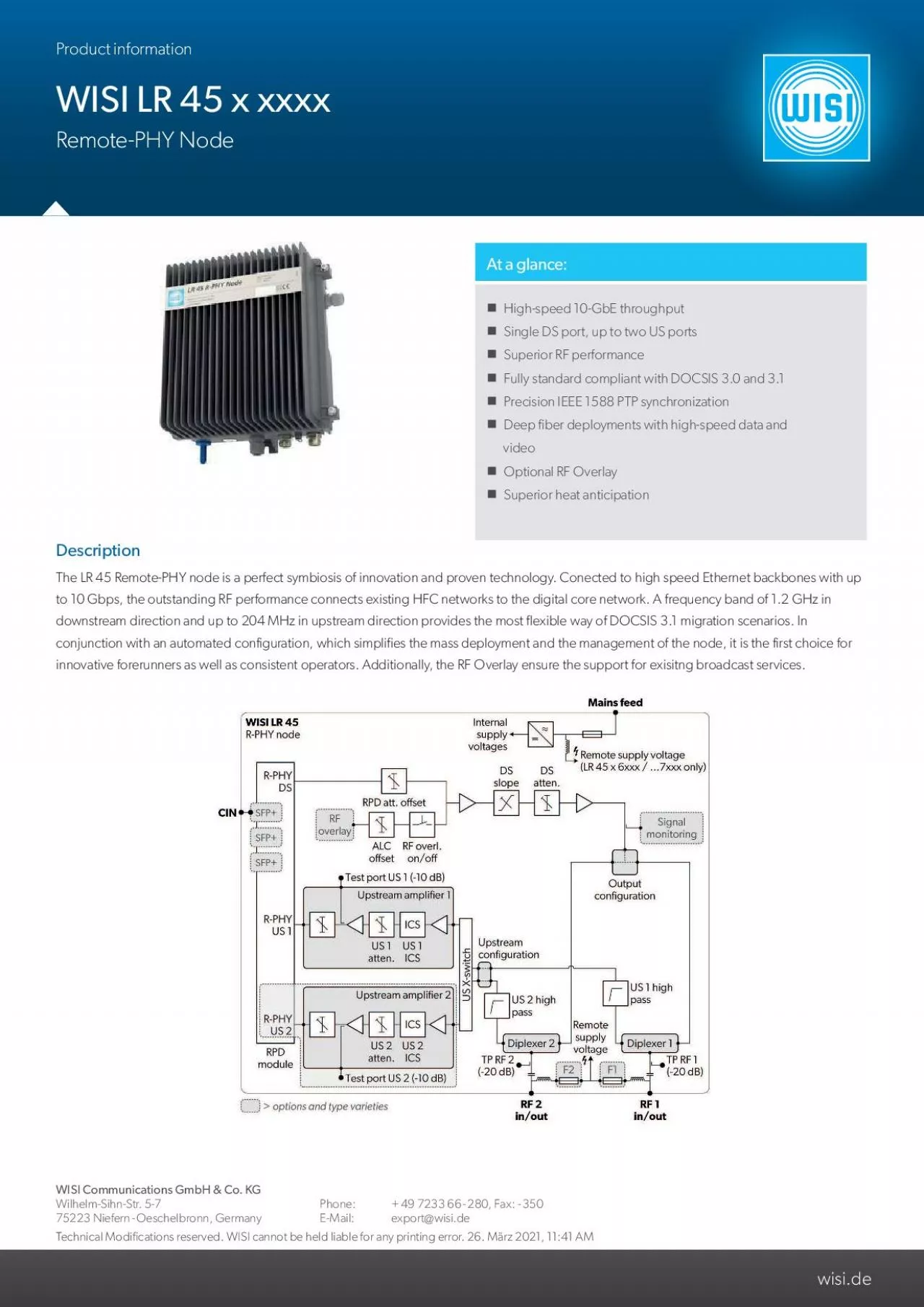 PDF-Product informationWISI Communications GmbH Co KG WilhelmSihnStr