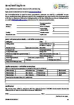 BoreWell log formA copy of this form must be returned with each bore