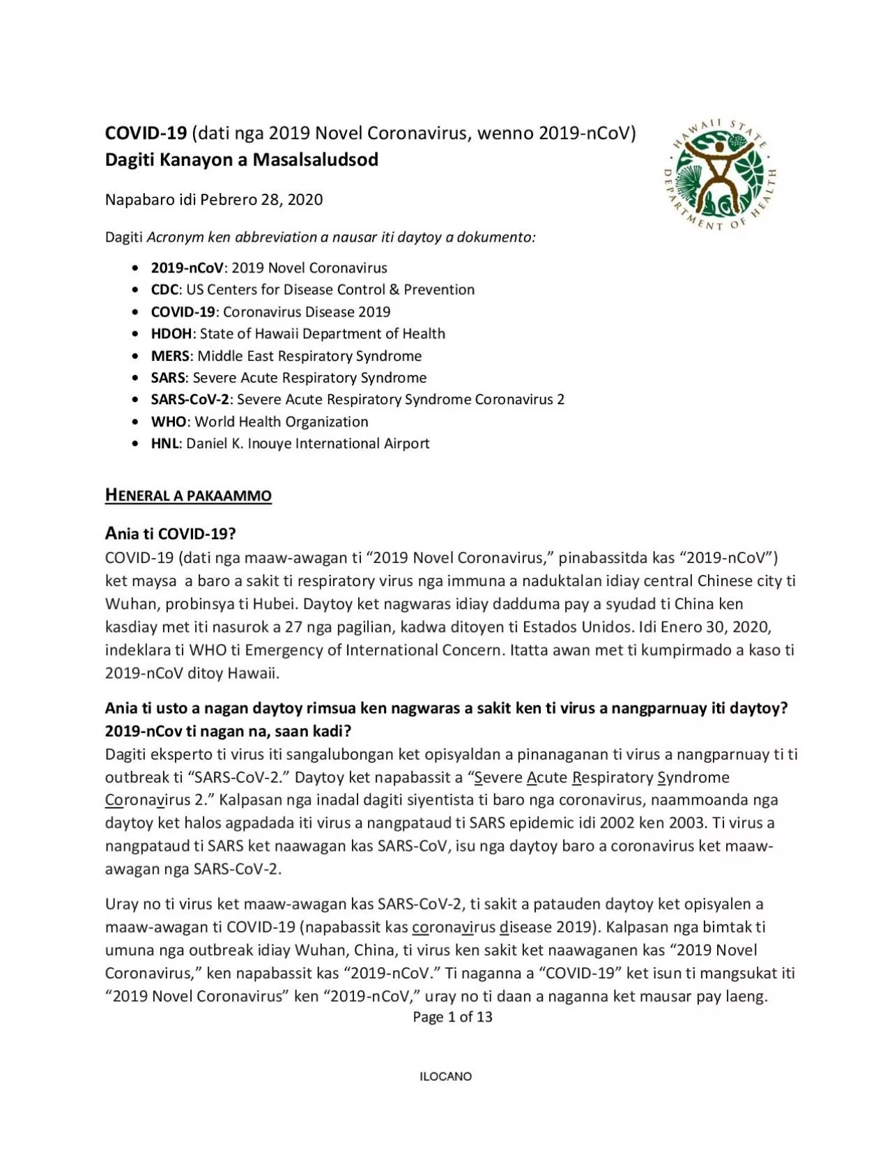 PDF-dati nga 2019 Novel Coronavirus wenno 2019